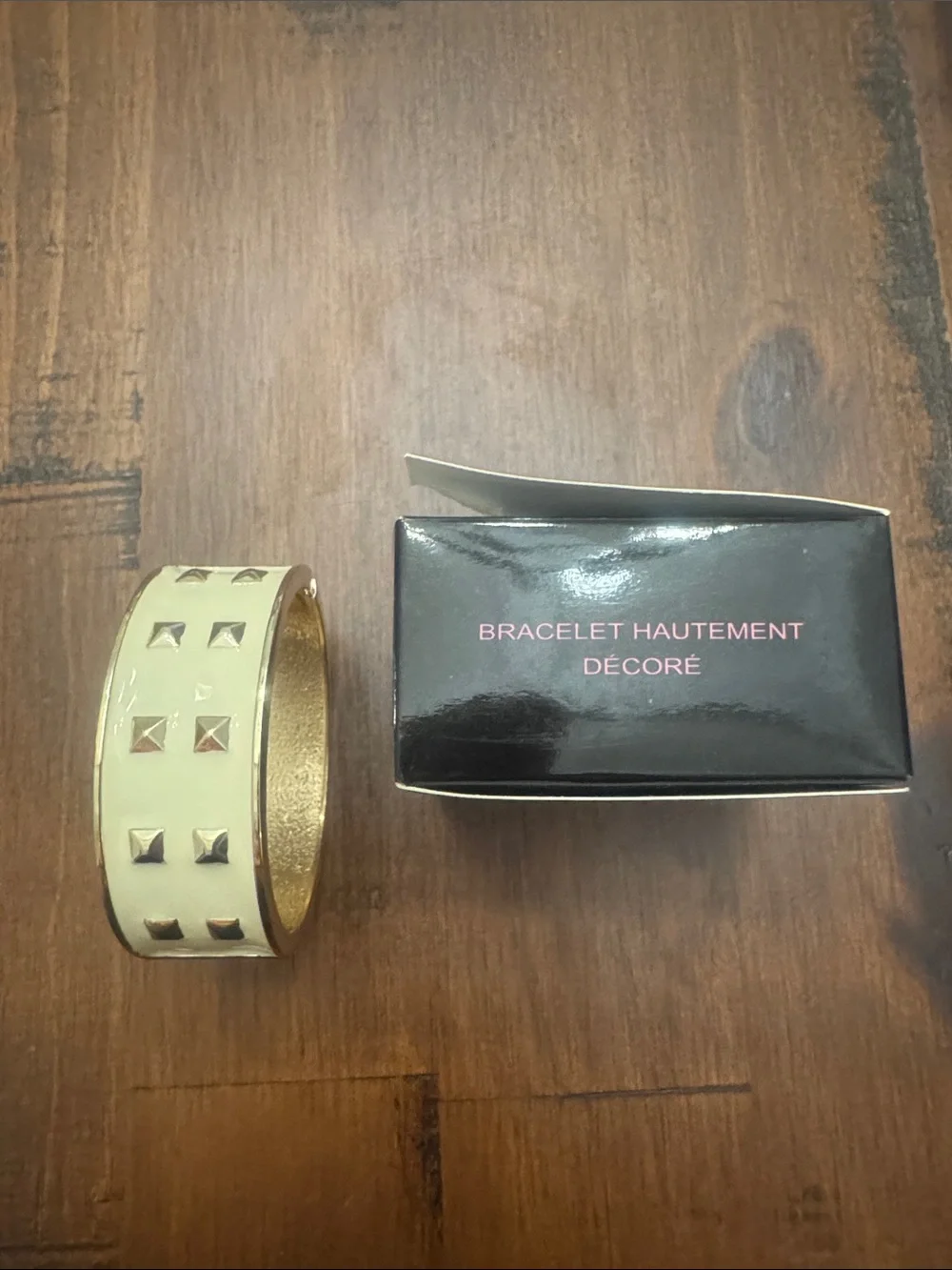 Brand New Mark. Gold-Tone Cream Studded Bangle Bracelet